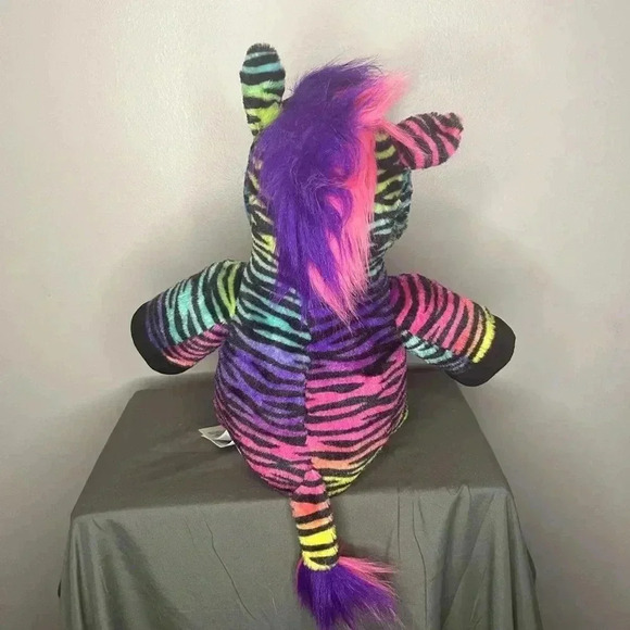 Build A Bear Rainbow Wild Striped Zebra Plush Retired Animal 17” - Picture 2 of 4